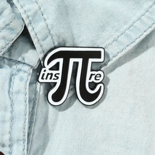 Pi Brooch Metal Enamel Badge Pin Simple Black White Mathematical Symbol Letters Lapel Pin Jewelry Gift for Teacher Student