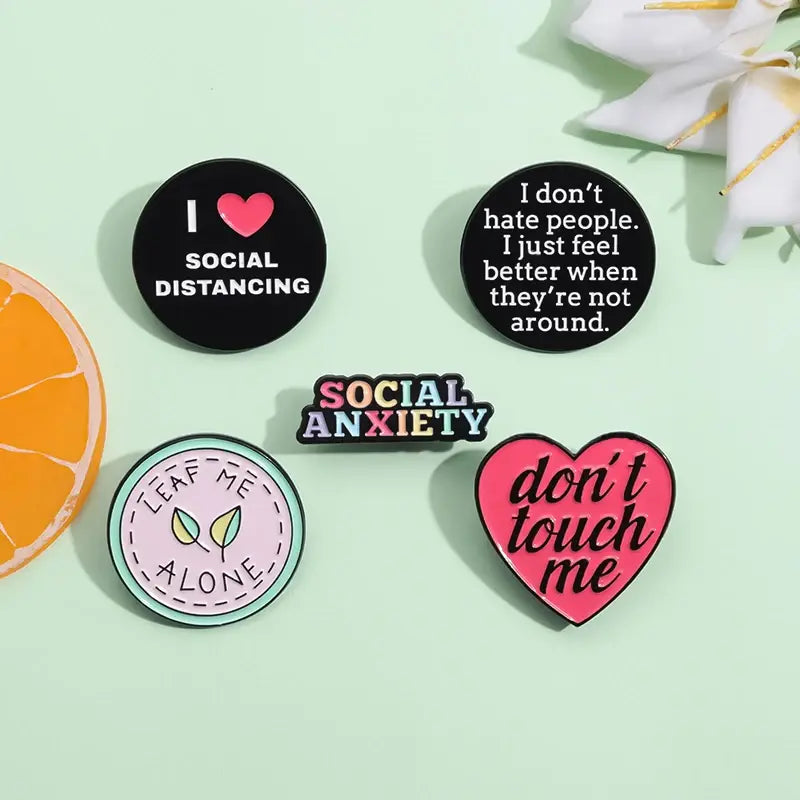 Hello I'm socially Awakward Enamel pin I love social distancing mental health brooch lapel badge jewelry accessories for friends