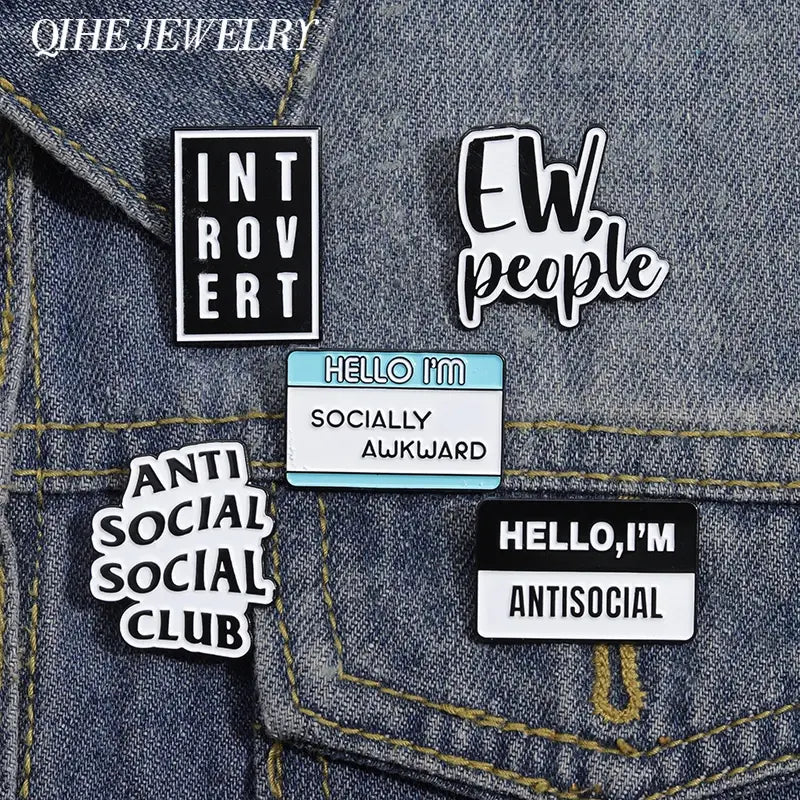 Hello I'm socially Awakward Enamel pin I love social distancing mental health brooch lapel badge jewelry accessories for friends