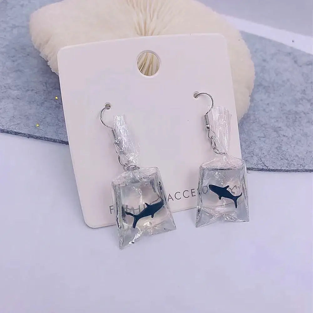 Fashion Creative Koi Fish goldfish Water Bag Dangle Earrings Cute Handmade Earrings Womens Jewelry