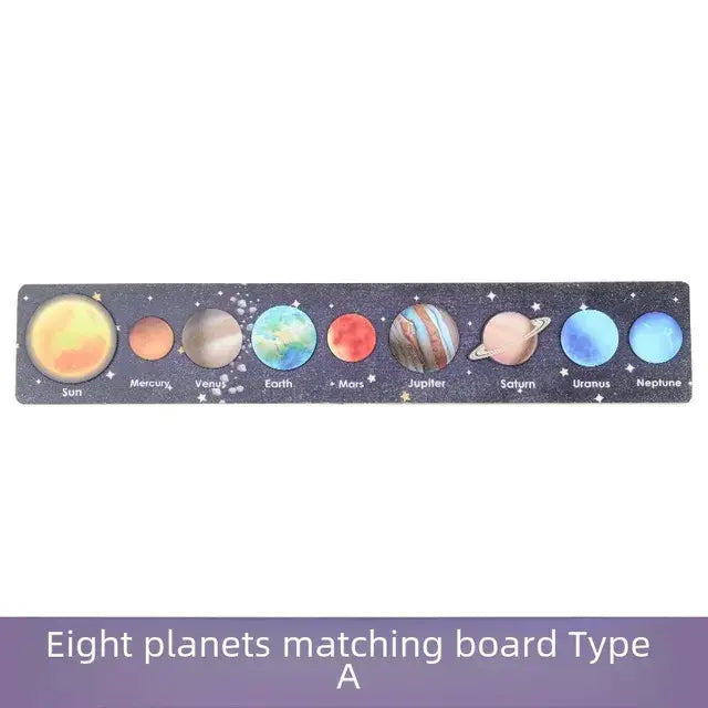 8-piece Wooden Matchstick Puzzle Board Children Early Education Cognitive Universe Solar System Matchstick Puzzle Toy