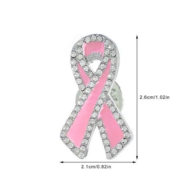 Breast Cancer Awareness enamel Lapel Pin Pink Ribbon Glitter Filled Women's Brooches Pins 12 Colors wholesale Fundraisers Events