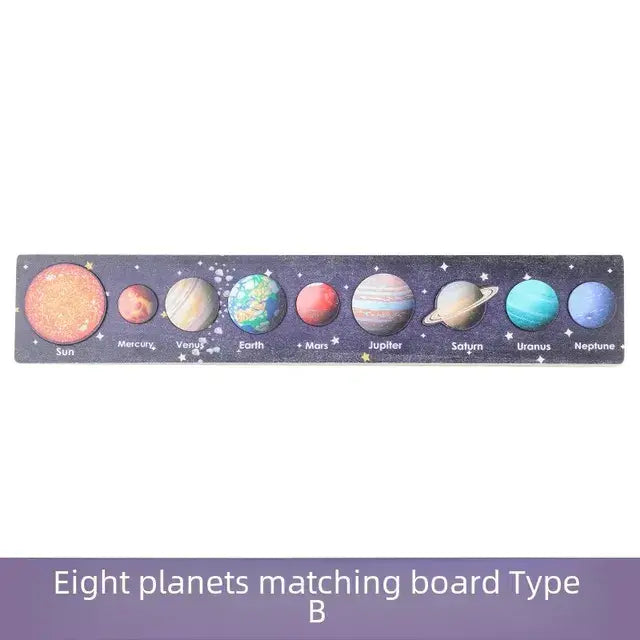 8-piece Wooden Matchstick Puzzle Board Children Early Education Cognitive Universe Solar System Matchstick Puzzle Toy