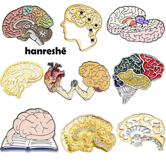 Hanreshe Enamel Barin Brooch Pin Medical Anatomy Brain Neurology Jewelry Lapel Backpack Badge Gifts for Doctor Nurse