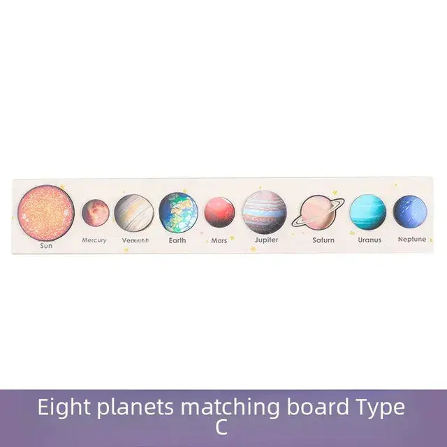 8-piece Wooden Matchstick Puzzle Board Children Early Education Cognitive Universe Solar System Matchstick Puzzle Toy