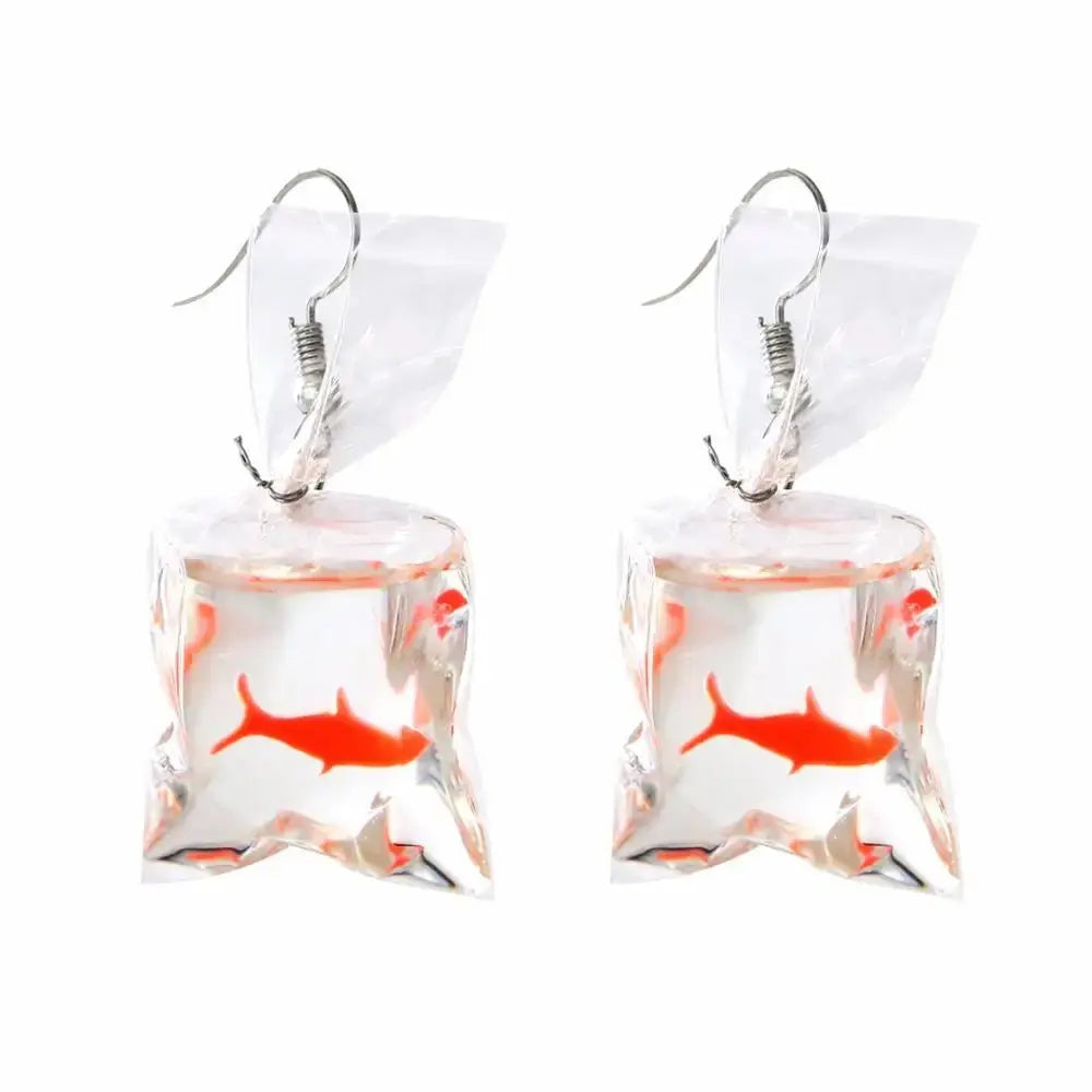 Fashion Creative Koi Fish goldfish Water Bag Dangle Earrings Cute Handmade Earrings Womens Jewelry