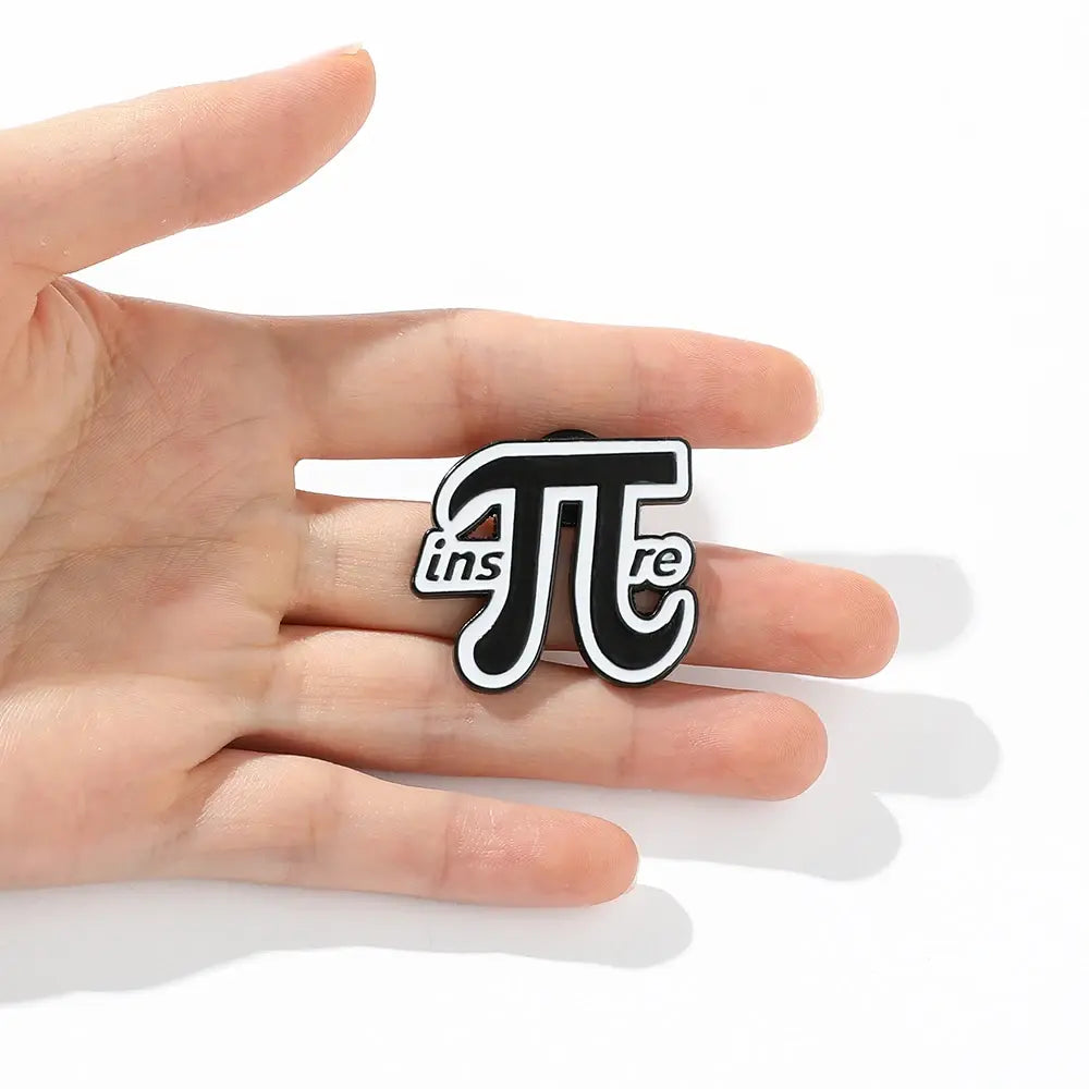 Pi Brooch Metal Enamel Badge Pin Simple Black White Mathematical Symbol Letters Lapel Pin Jewelry Gift for Teacher Student