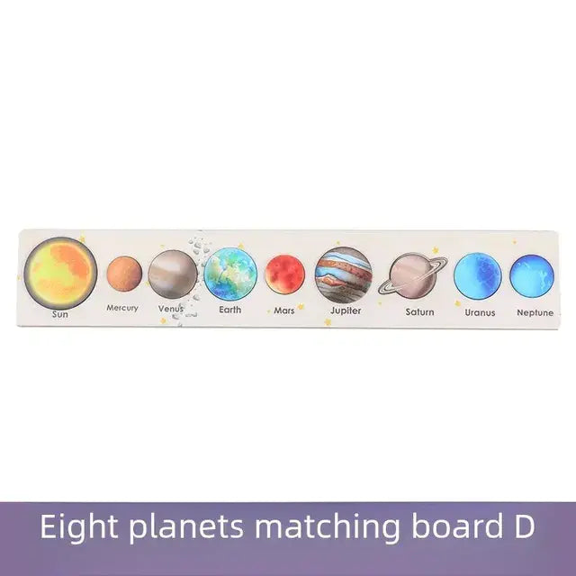 8-piece Wooden Matchstick Puzzle Board Children Early Education Cognitive Universe Solar System Matchstick Puzzle Toy