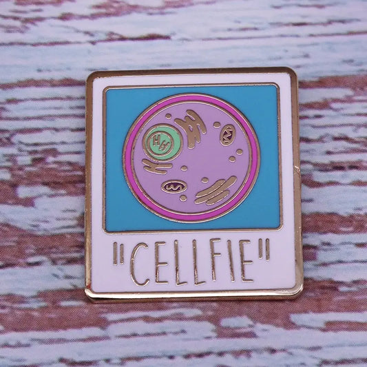 Cellfie science Polaroid hard enamel pin biologists lab coat's cute decor