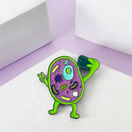 New Chemical Cell Nucleus Enamel Pin Cute Selfie Cell Lapel Brooch