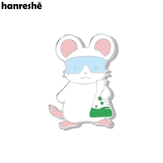 Hanreshe Cute Lab Mouse Enamel Brooch Scientific