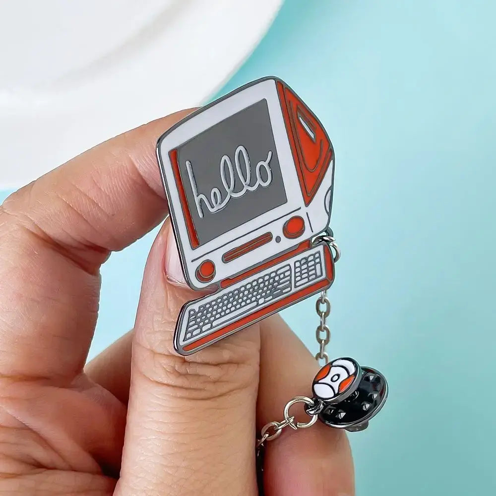 Innovative Desktop Computer Enamel Brooch