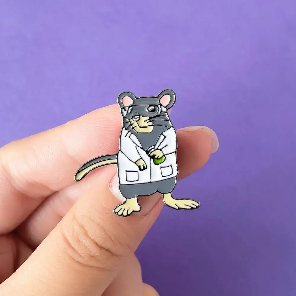 Lab Rat Brooch Cute Fashion Scientific Enamel Pin