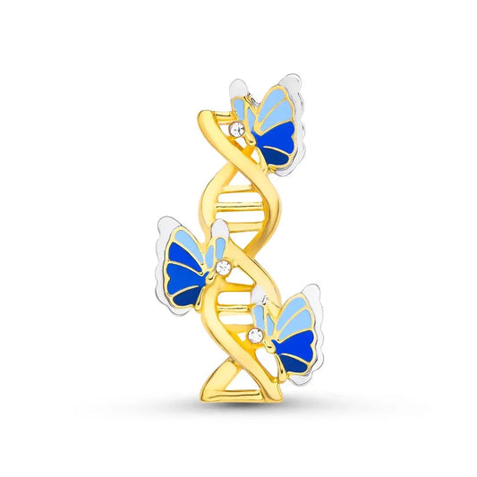 New Biology Dna Brooch Fashion  Butterfly Gold-Plated Alloy Pin