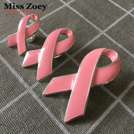 PBR002(1), 3/4/5cm Promotional Gift Breast Cancer Awareness Pink Ribbon Enamel Brooch Pin Badge For Women Jewelry Dropshipping