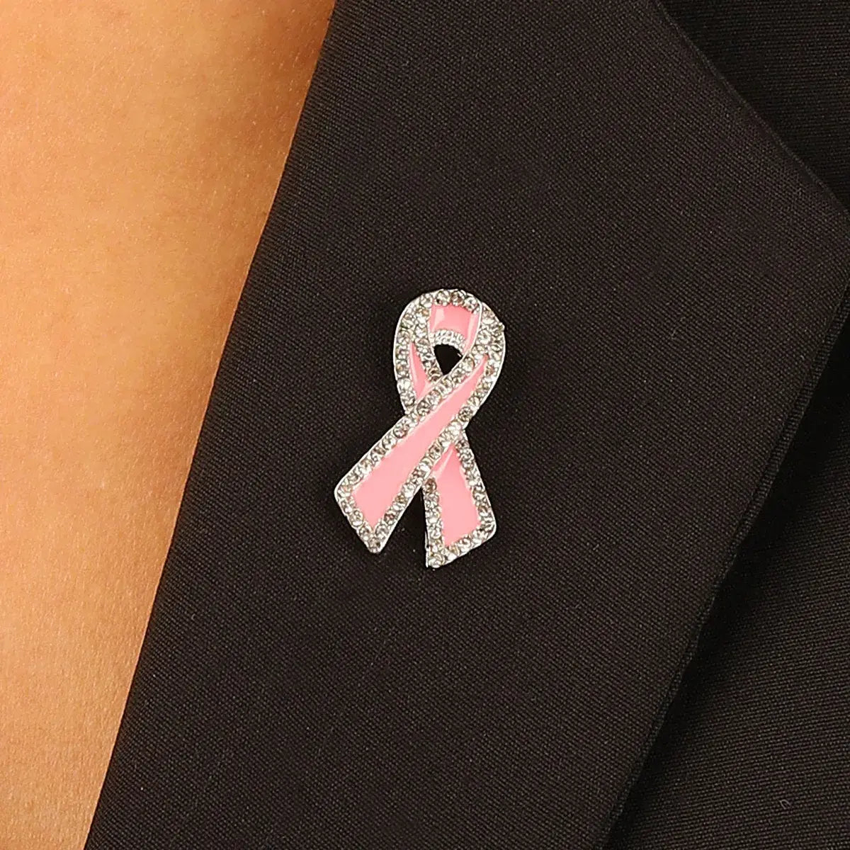 Breast Cancer Awareness enamel Lapel Pin Pink Ribbon Glitter Filled Women's Brooches Pins 12 Colors wholesale Fundraisers Events